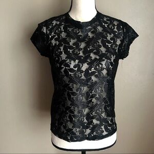 [gina tricot] Black Floral Lace Top